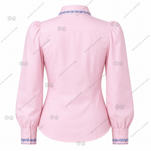 Blusa Rosa de Fiesta para Mujer, Estilo Holgado, con Botones, Bordada y Plisada, de Manga Larga, Marca Jack Jill America JJOA, Venta al Por Mayor - Product Image 4