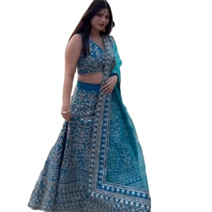 El último diseñador de Fab Zone Georgette Lehenga Choli señoras niñas elegante vestido pakistaní secuencia bordado trabajo boda larga - Product Image 1