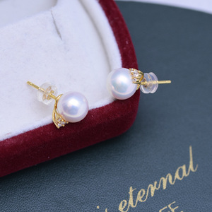 Perles d'eau douce 8-9 mm blanches à forte luminosité, presque parfaites, sur argent S925, version coréenne, style minimaliste, boucles d'oreilles pour femmes - Product Image 2