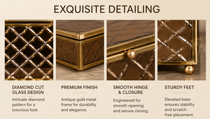 Luxury Brass Mirror <b>Glass</b> Decorative Storage Box Set Dragonfly <b>Knob</b> Premium Jewelry Vanity Organizer Boxes Home Decor Lacquered - Product Image 4