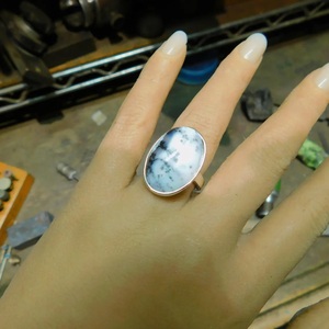 925 Sterling <b>Silver</b> Dendrite <b>Opal</b> Handmade <b>Ring</b> Natural Gemstone Boho Statement Jewelry - Product Image 5