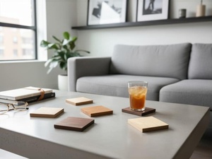 Classic Wooden Tea <b>Coasters</b> <b>Set</b> Wood Blanks Square Natural Wood Chips Blank Wooden Acacia <b>Coasters</b> for Laser Engraving - Product Image 1
