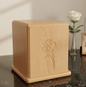 โกศไม้บีชสุดหรู ลายดอกกุหลาบสลัก สำหรับใส่เถ้ากระดูก โกศที่ระลึกสุดหรู ลายดอกไม้ - Product Image 6