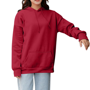 Hot Sale Women's Oversize Winter Hoodies Red Color Long Sleeve <b>Fleece</b> Eco Friendly with OEM Service - Product Image 2