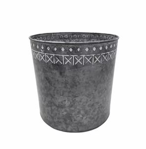 Pot rond en métal gris, design moderne, pour sol, mur, décoration intérieure et extérieure, fait main, vente en gros en vrac - Product Image 1