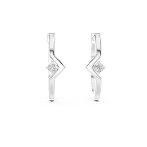 Boucles d'oreilles en or blanc 14 carats avec diamants ronds pour femmes |   Bijoux de mariée |   Nouveau diamant cultivé - Product Image 1