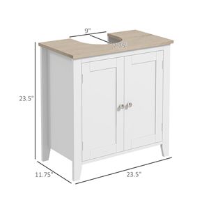 Mobiletto lavabo bianco con piedistallo, a forma di U e ripiano interno regolabile, per bagno - Product Image 3