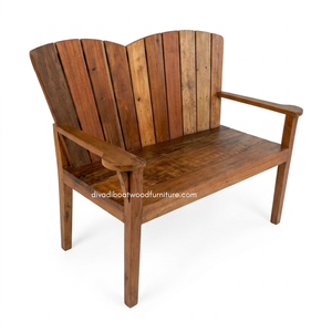 Handcrafted Rustic Wooden Two <b>Seat</b> Natural Sofa Reclaimed Boat Wood Eco-Friendly Indoor Outdoor Hotel Villa Home Furniture - Product Image 2