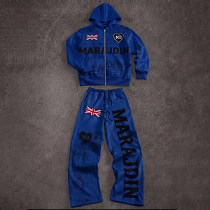 Custom <b>White</b> Men Tracksuit Set Zip up Hoodie <b>Jogger</b> Pants 2 Piece Winter Sportswear Casual Sweat Suit 100% Cotton OEM - Product Image 3