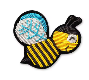 คอลเลกชันเข็มกลัดปักด้วยมือด้วยด้ายทองหรูหรา - แพทช์ลายแคคตัส ผึ้ง และหอยทากแบบสามมิติ ด้วยด้ายโลหะ - Product Image 5