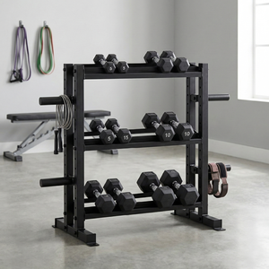 Moderno Soporte para Mancuernas de Hierro Fundido y Metal, Duradero y Estable, de 3 Niveles, Unisex, para Almacenamiento de Equipo de Gimnasio Comercial - Product Image 1