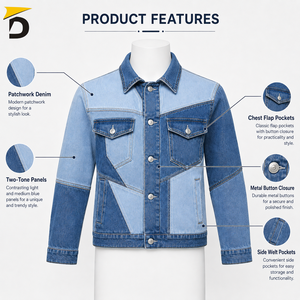 Veste en jean pour homme au look intemporel, tissu durable et coupe confortable pour les tenues décontractées, les voyages et le style de tous les jours - Product Image 6