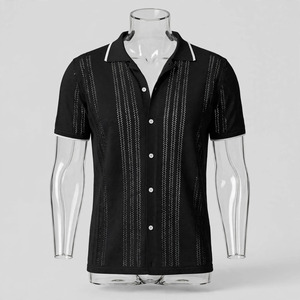 เสื้อเชิ้ตแขนสั้นสีดำสำหรับผู้ชาย ผ้าป๊อปลิน ระบายอากาศได้ดี เหมาะสำหรับใส่ในฤดูร้อน - Product Image 3