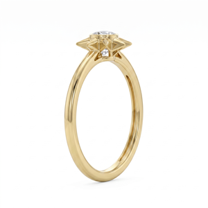 <b>Fine</b> <b>Ring</b> 10K 14K Solid Gold Round Lab Diamond <b>Ring</b> Starburst <b>Ring</b> Minimalist Sunburst Engagement <b>Ring</b> Dainty Celestial Jewelry - Product Image 4