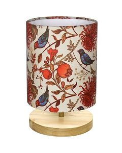 Decorative Table Lamp Fabric <b>Drum</b> <b>Shade</b> Wood Base Modern Bedside Pendant <b>Light</b> for Bedroom Home Decor - Product Image 5