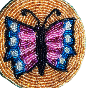 Handmade Durable <b>Beaded</b> Round Mats & Pads <b>Coaster</b> Set Peppermint Swirl Design Bead Embroidery Table Decor Modern HK EXPORTS - Product Image 3