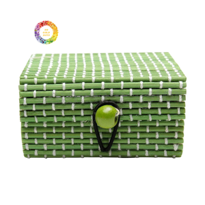 Caja de Joyería de Bambú Ecológica Hecha a Mano, Rectangular, con Estampado Floral, Estuche de Almacenamiento y Exhibición, Caja de Regalo Artesanal con Sello Dorado - Product Image 1