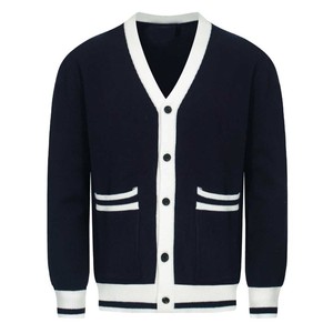 Cárdigan transpirable con cuello en V para hombre, suéter de punto con estampado colorido, abotonado, informal, estilo estético, para el mercado estadounidense. - Product Image 1