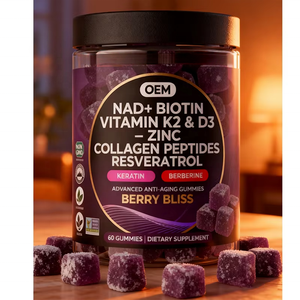 Fabricant <span class=keywords><strong>de</strong></span> compléments alimentaires personnalisés NAD+ Biotine <span class=keywords><strong>Zinc</strong></span> Vitamine K2 D3 Gummies pour la croissance des cheveux, la santé <span class=keywords><strong>de</strong></span> la peau et l'anti-âge - Product Image 2