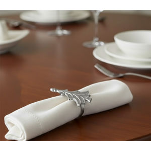 Porta Servilletas Moderno con Diseño de Hoja de Ginkgo, Elegante Decoración de Mesa de Metal Plateado, Accesorios para Mesa - Product Image 1