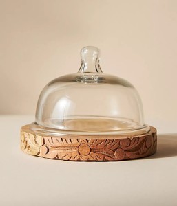 Support à gâteau rustique en bois de style ferme avec plateau sur pied et motifs sculptés à la main pour cupcakes, pâtisseries, fromages, idéal pour les mariages et les fêtes - Product Image 1