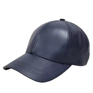 Casquette de baseball en cuir PU réglable à 6 panneaux avec sangle, broderie manuelle, couleur unie, pour sports décontractés en extérieur, panneau avant à rivets, idéale pour l'été - Product Image 2
