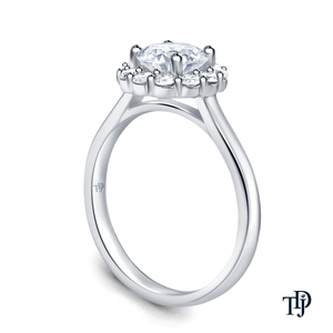 Bague de fiançailles élégante en or 10 carats, design floral moderne personnalisé, sertie d'un diamant central étincelant cultivé en laboratoire, vente au détail OEM - Product Image 2