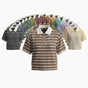 Camiseta Polo a Rayas de Diseño Único Personalizado, Mangas Cortas, Ajuste Cómodo, Verano, Moderna y Elegante, Venta al por Mayor, OEM, ODM - Product Image 1