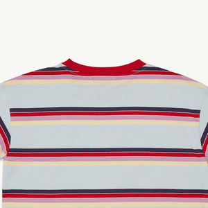 Collection d'été décontractée, t-shirt à manches courtes et col rond pour garçons, coupe confortable, coutures durables, design rayé, vêtements d'été - Product Image 5