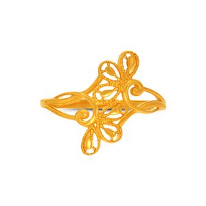 Anillo de Oro con Diseño de Mariposa Arabescada, Anillo de Oro de Lujo con Diseño de Mariposa Calada para Mujer, Anillo Ajustable Moderno para Uso Diario - Product Image 3