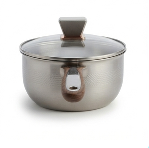 Wooden Handle Silver Finished Stainless Steel Sauce <b>Pan</b> <b>Induction</b> Cooker Customizable Stainless Steel Lining - Product Image 3