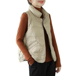 Chaqueta de plumón de mujer sin mangas negra larga ultraligera para invierno 2024 transpirable impresa - Product Image 5