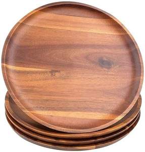 Premium Handmade Wooden Charger Plate Stand Made Sustainable Japanese Acacia Mango Wood Artistic Epoxy Resin Emerald Wedding - Product Image 1