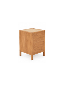 Modern Wooden Nightstand With Rattan Top Scandinavian Design <b>Bedroom</b> Furniture Floor Mount Durable Home <b>Storage</b> <b>Cabinet</b> - Product Image 3