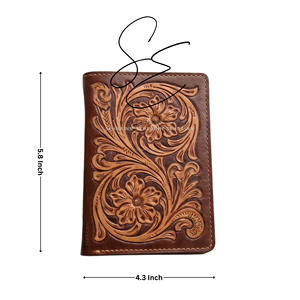 Handcrafted Floral Carved Leather Passport Cover Travel <b>Document</b> <b>Holder</b> for Men and Women Brown Leather Case with Card Organizer - Product Image 2