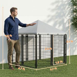 Cuccia per Cani Chiudibile a Chiave per Animali Domestici di Piccola e Media Taglia con Tetto Resistente all'Acqua 4.6FT X 4.6FT X 5FT - Product Image 2