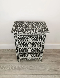Inlay <b>Console</b> Customized Home <b>Round</b> Bone Inlay Grey Stool Floral Design Night Stand Bedside <b>Table</b> End <b>Table</b> for Living Room - Product Image 5