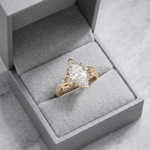 Anillo Art Deco con Diamante Corte Marquesa de 2.02CT, Estilo Clásico, Oro Sólido de 14K, Cultivado en Laboratorio, para Mujer, Estilo Vintage, Regalo de Compromiso - Product Image 3
