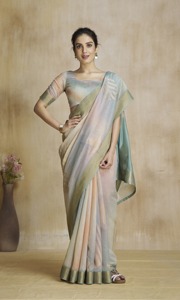 Fancy <b>Silk</b> <b>Fabric</b> Modern Digital Print Saree with Blouse for Women Diwali Party Wear - Product Image 3