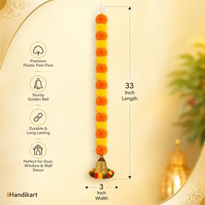Guirnalda de Flores Artificiales de Plástico Ecológico para Decoración de Bodas Indias Tradicionales, Campanas, Guirnaldas de Flores para el Festival Diwali, Decoración del Hogar - Product Image 2