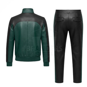 Fashionable Leather <b>Track</b> Suit With Matching <b>Jacket</b> And Pants Sleek Two Piece Design <b>For</b> <b>Men</b> Casual Outdoor Style - Product Image 2
