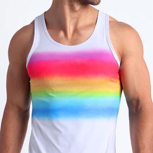 เสื้อกล้ามชายสีรุ้งไล่ระดับสีมีสไตล์เสื้อแขนกุดสีสันสดใสระบายอากาศได้น้ำหนักเบาออกแบบได้ตามต้องการ - Product Image 5