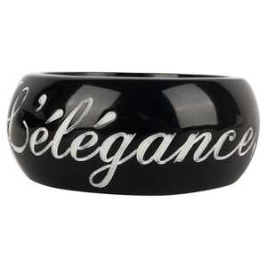 Bracelet manchette tendance en résine noire avec lettres argentées, bracelet de poignet en acrylique pour femme, bijou en plastique avec inscription - Product Image 1
