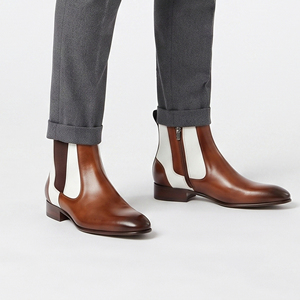 Botas de Tobillo de Cuero para Hombre, Botines de Invierno Sin Cordones, Botas de Tobillo de Cuero para Hombre para Uso Profesional - Product Image 4