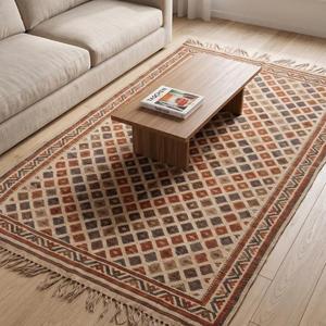 Tapis en laine bouclée tissé à la main de qualité supérieure - Couleur unie, antidérapant, tapis de sol moderne avec franges pour usage domestique et commercial - Product Image 3