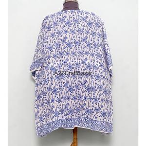 Vestido Kaftán Corto Ecológico de Algodón con Estampado Floral Indio y Cuello en V para Mamás - Ropa de Playa, Ropa de Dormir, Informal - Product Image 4