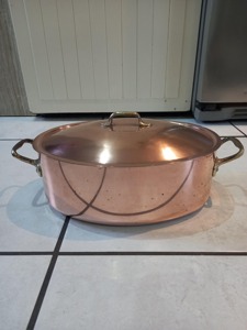 Highest Quality Copper Soup Pot with Lid Double Handle Oven Safe for Gas and Induction Cooker Classic Design - Product Image 1