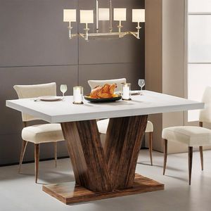 Tavolo da Pranzo in Legno Bianco Stile Fattoria da 47 Pollici con Base Robusta per 4 Persone, Tavolo da Cucina - Product Image 2