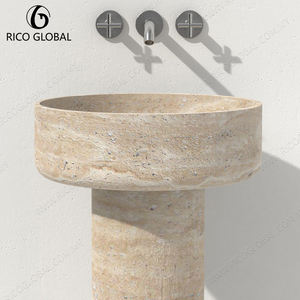 Lavabo de pedestal independiente redondo moderno para baños de hoteles o residenciales - Product Image 4