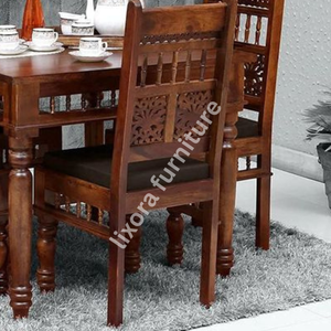 Juego de Comedor de Madera Maciza de Lujo Hecho a Mano con Mesa para 4 Personas, Sillas Talladas Ornamentadas y Acabado Premium en Sheesham - Product Image 4